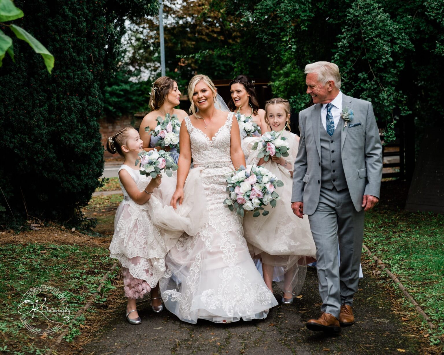 Bride walking to the church Bride walking to the church