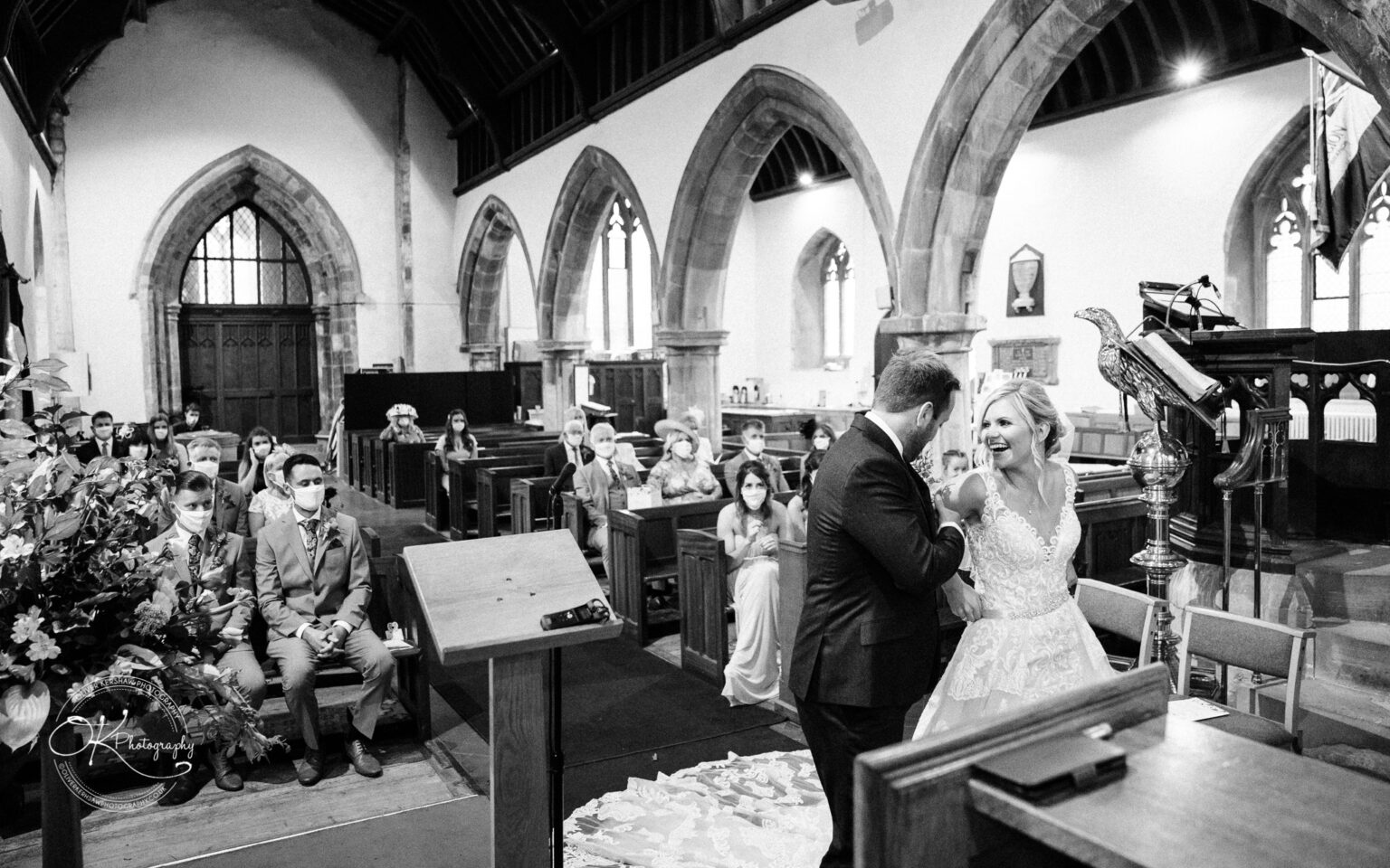 Happy couple at the church Happy couple at the church