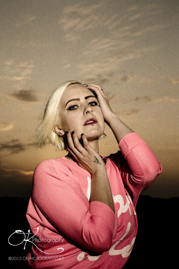 Cinematic model with sunset