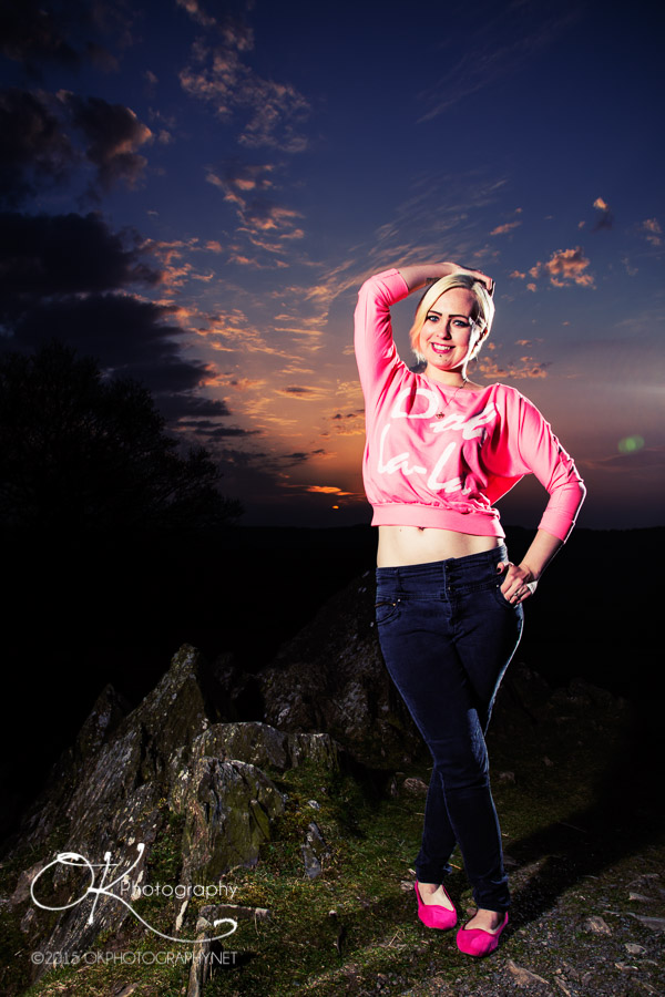 Model on location in the sunset