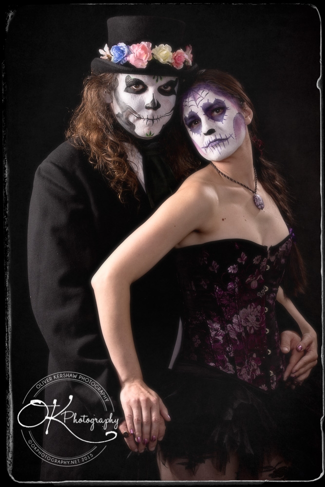 Sugar skull portrait of couple Sugar skull portrait of couple