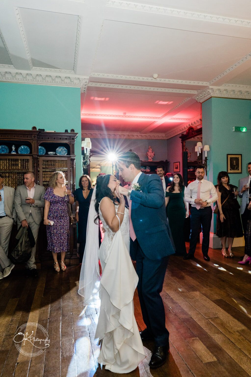 Bride and groom sharing a first dance at their wedding reception.